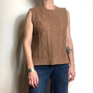 Joie • Diamond Cable-Knit Sleeveless Crewneck Sweater Vest S